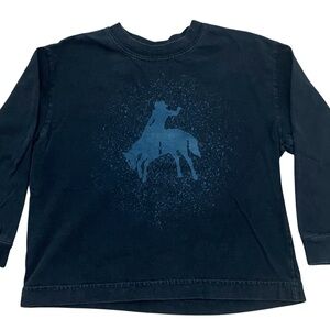 Flapdoodles Navy Blue Cowboy Graphic Long Sleeve T-shirt Top